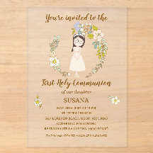 First Communion invitation on SUSANA acrylic