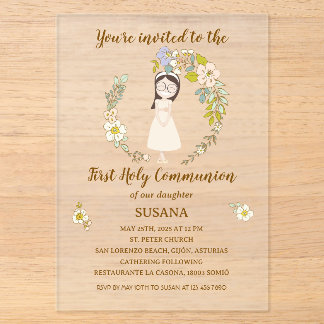 First Communion invitation on SUSANA acrylic