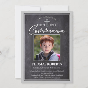 First Communion Invitations   Chalkboard & Photo 1