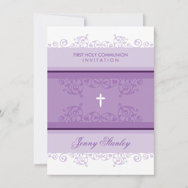 FIRST COMMUNION INVITES :: curls 1P (Front)