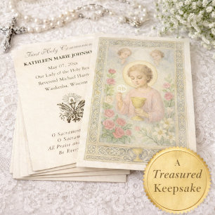 First  Communion Jesus Angels Floral 