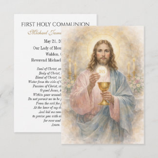 First Communion Jesus Eucharist Keepsake Prayer Announcement
