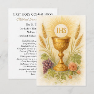 First Communion Keepsake Eucharistic Chalice Card