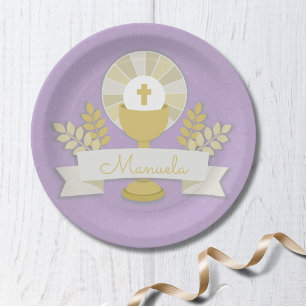 First communion, Lila first communion Paper Plate
