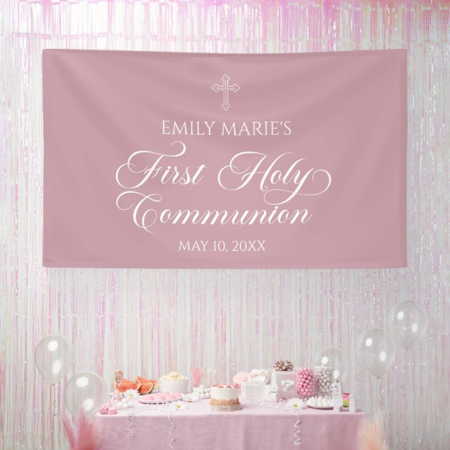 First Communion Mauve banner backdrop  (Party)