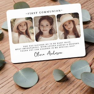 First Communion Modern Simple Chic Photo Thank You Card