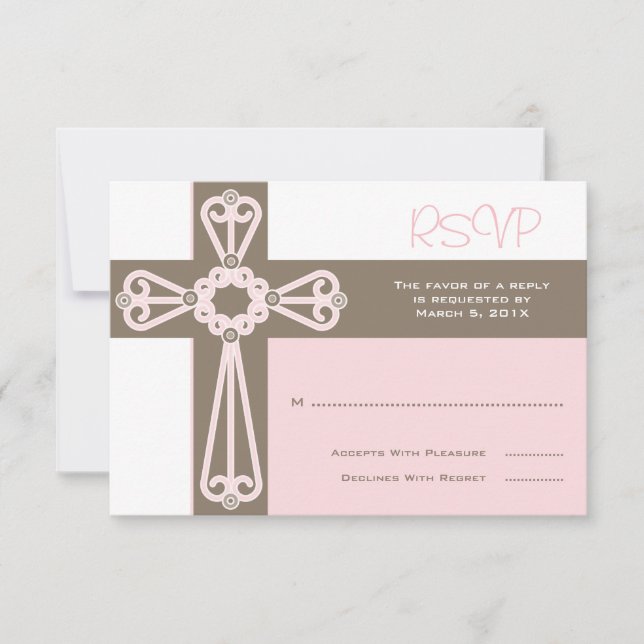 First Communion or Baptism RSVP  |  Pink Card (Front)