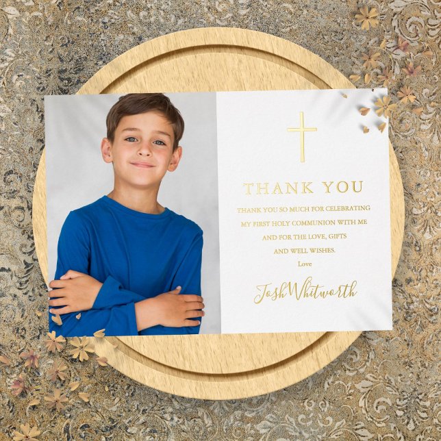 First Communion Photo Real Foil Thank You Card (First Communion Photo Real Foil Thank You Card)