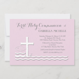 First Communion Pink Invitation