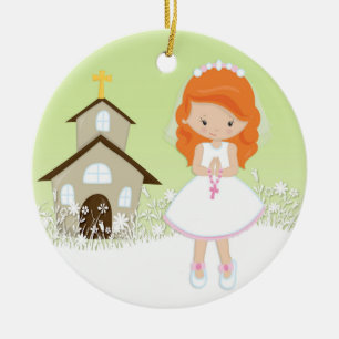First Communion, Red Haired Girl, Church Ceramic Ornament