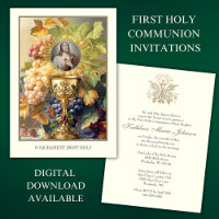 First Communion Sacred Heart Jesus Chalice Host