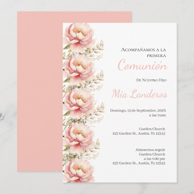 First Communion Spanish Invitation (Front/Back)
