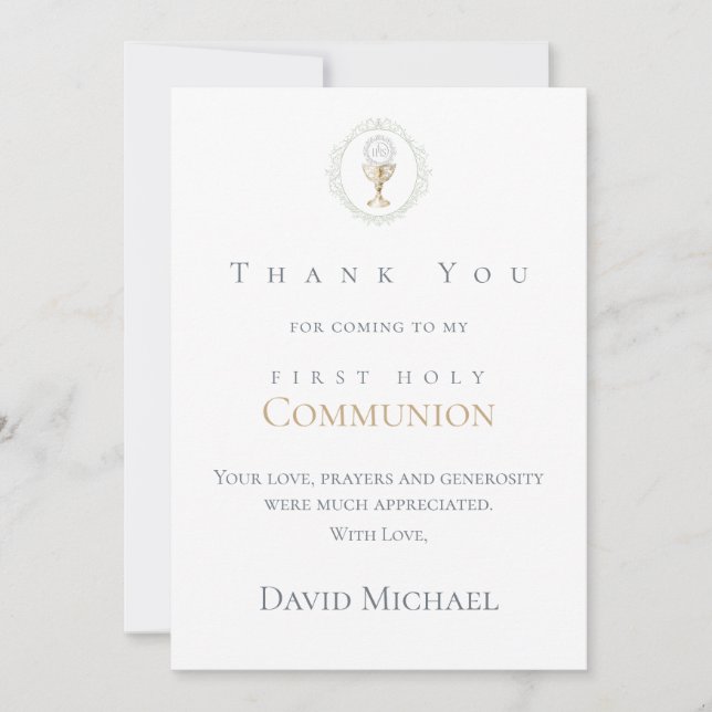First Communion  thank you Card (Front)