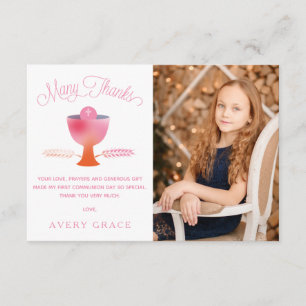 First Communion Thank You Card, Customized, Simple Card