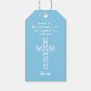 First Communion Thank You Favour Baby Blue Gift Tags