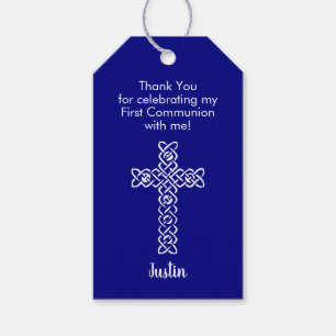 First Communion Thank You Favour Navy Blue Gift Tags