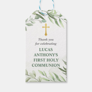 First Communion Thank You Tags in Eucalyptus