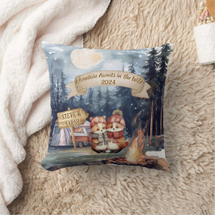 First Cute Christmas Newlywed Keepsake Ornament Throw Pillow