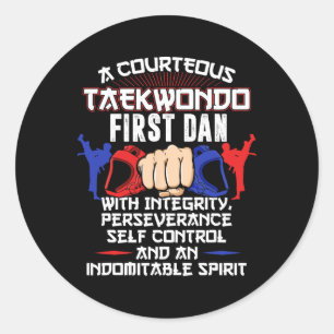 First Dan Taekwondo Gift 5 Tenets Oath Belt Level Classic Round Sticker