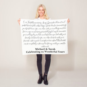 First Dance Song Lyrics Anniversary Gift Vows 1st Fleece Blanket