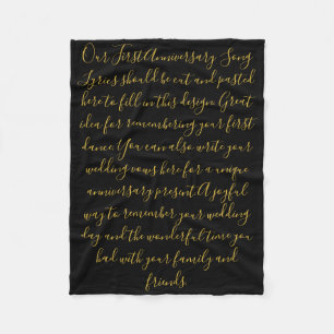 First Dance Song Lyrics Anniversary Gift Vows 25th Fleece Blanket