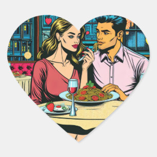 First Date Spaghettis Dinner Heart Sticker