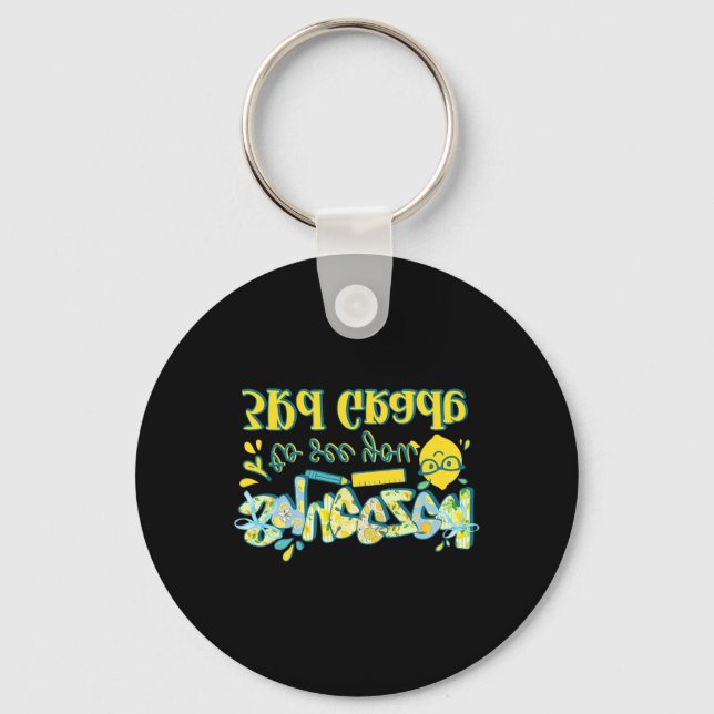 First Day 3rd Grade Teacher Lemon Clroom Back To S Keychain (Front)