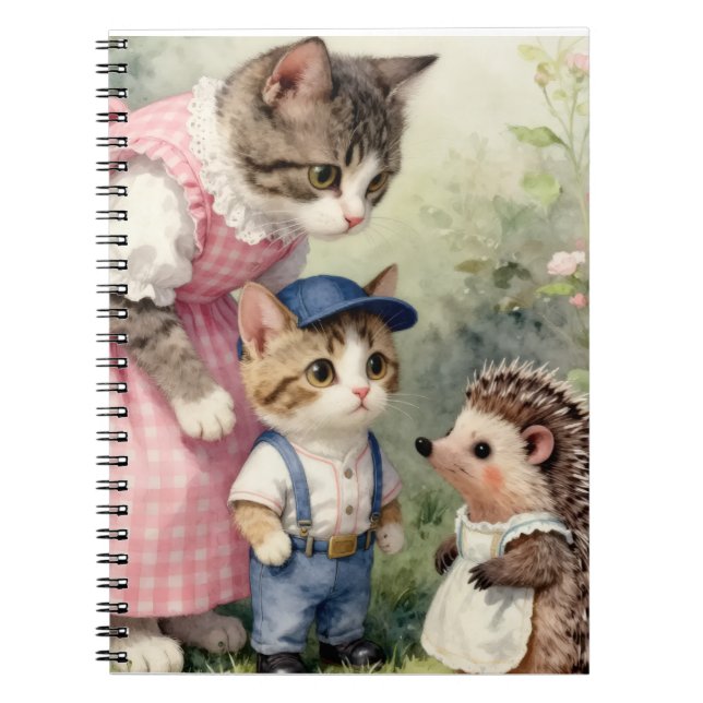 First Day Greetings –  Kitten & Hedgehog Notebook (Front)