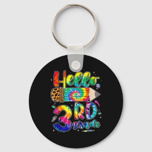 First Day Hello 3rd Grade Back To School Teachers Keychain