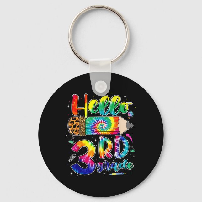 First Day Hello 3rd Grade Back To School Teachers  Keychain (Front)