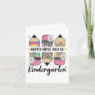 First Day Kindergarten Teacher Leopard Pencil Ck T Card
