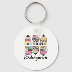 First Day Kindergarten Teacher Leopard Pencil Ck T Keychain