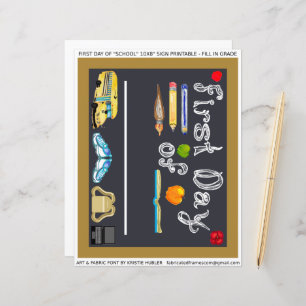 First Day of 10x8" School Sign Letter Sheet