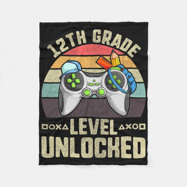 First Day Of 12th Grade Gamer Shirts  Fleece Blanket (Front)