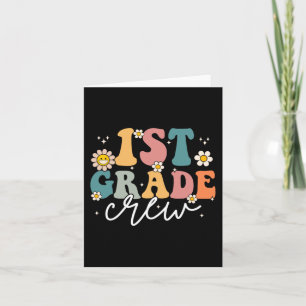 First Day Of 1st Grade Crew Groovy Back To School  Card