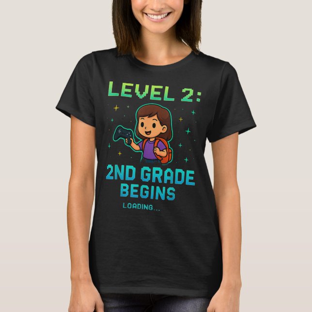 First Day Of 2nd Grade Begins Back To School Level T-Shirt (Front)