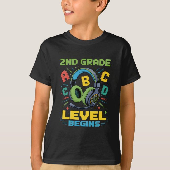 First Day Of 2nd Grade Level Begins Shirt Gamer Bo (Front)