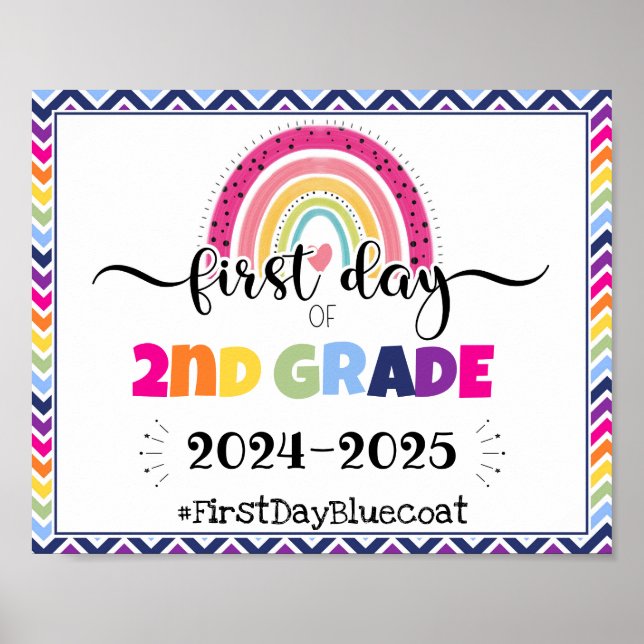 first day of 2nd grade photo prop sign (Front)