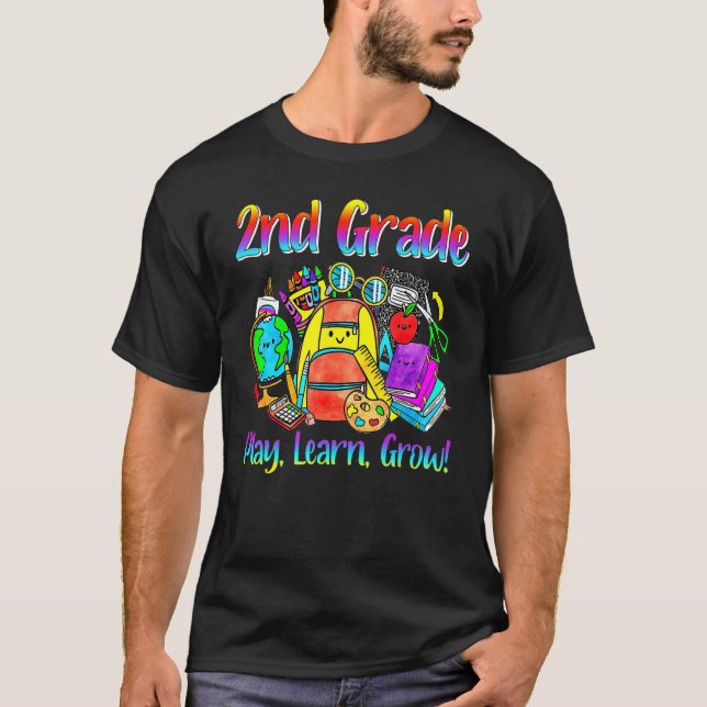 First Day Of 2nd Grade Play Learn Grow Back To Sch T-Shirt (Front)