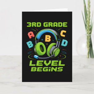 First Day Of 3rd Grade Level Begins Shirt Gamer Bo Card