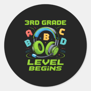 First Day Of 3rd Grade Level Begins Shirt Gamer Bo Classic Round Sticker