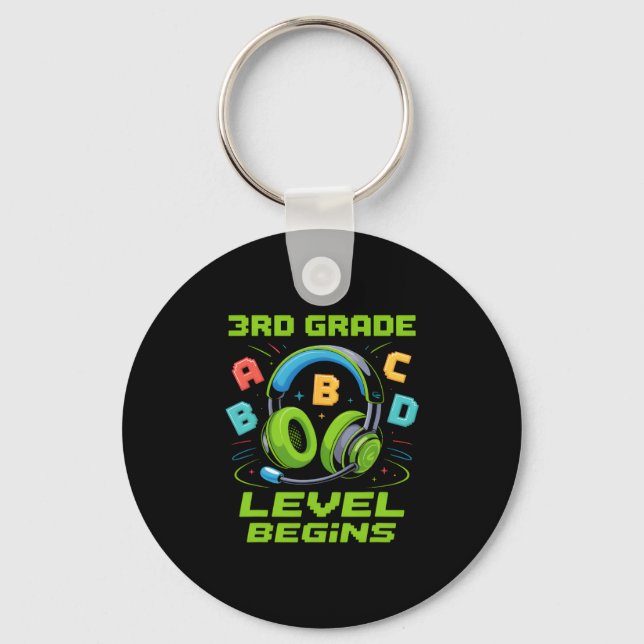 First Day Of 3rd Grade Level Begins Shirt Gamer Bo Keychain (Front)