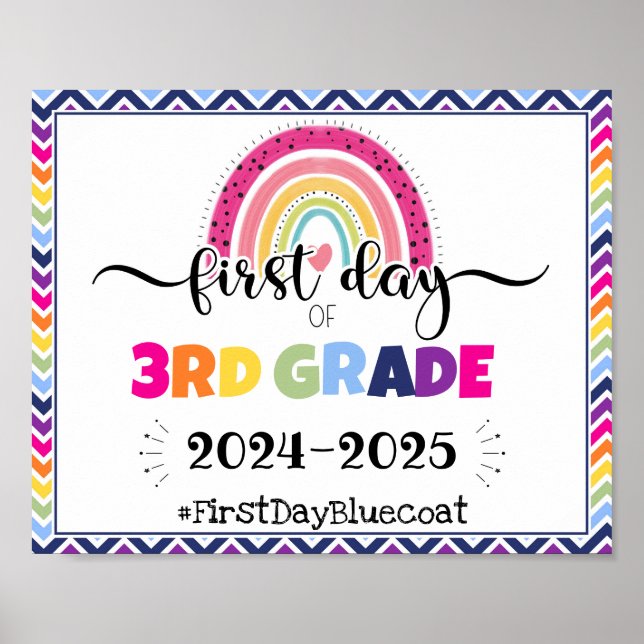 first day of 3rd grade photo prop sign (Front)