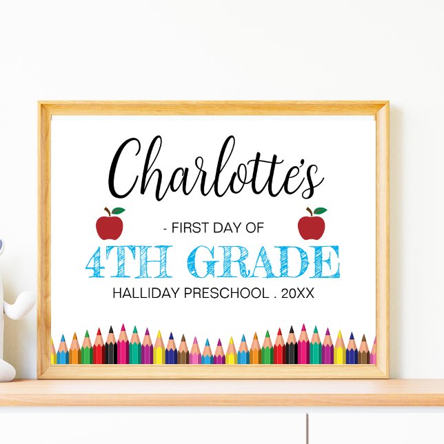 First Day of 4th Grade Back to school Editable Poster (Creator Uploaded)