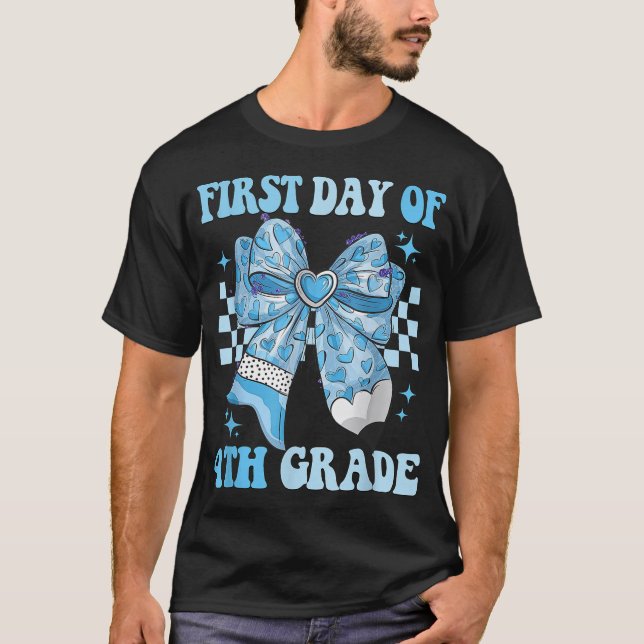 First Day Of 4Th Grade Coquette Back To School  T-Shirt (Front)