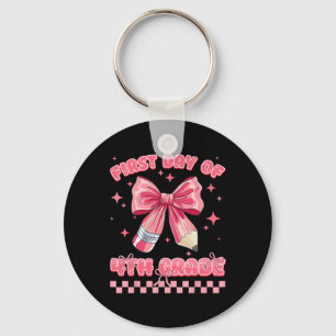 First Day Of 4th Grade Coquette Byck To School Gir Keychain