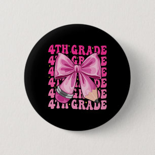 First Day Of 4th Grade Girls Coquette Bow Byck To 2 Inch Round Button