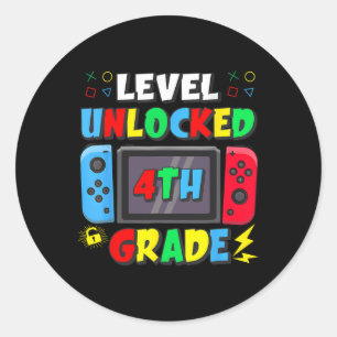 First Day Of 4th Grade Level Unlocked Game Ck To S Classic Round Sticker