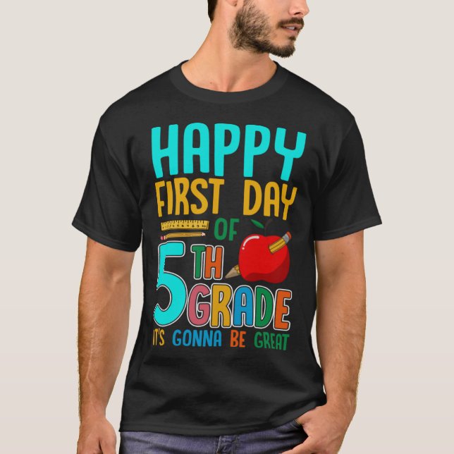 First Day Of 5th Grade Back To School Teacher Kids T-Shirt (Front)