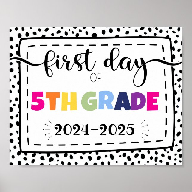 first day of 5th grade photo prop sign (Front)